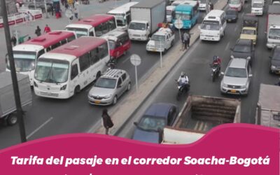 Tarifa del pasaje en el corredor Soacha-Bogotá será de $2.400 de lunes a sábado y $2.500 de domingos y festivos.